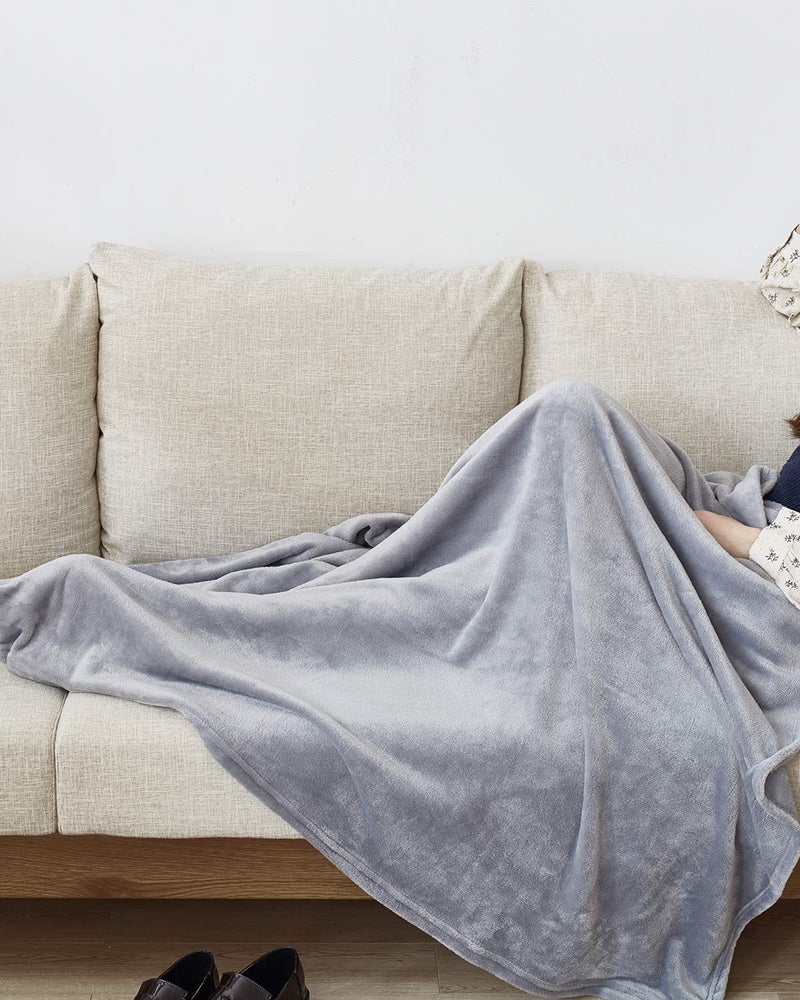 KMUSET Fleece Blanket Twin Size Grey Lightweight Throw Blanket Super Soft Cozy Microfiber Blanket Factory Shop - Image 4